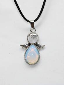 1 pieza Colgante de alas de ángel con ópalo, amatista y gotas de agua sintéticas - Perfecto para manualidades de joyería, collares y pulseras - 1 ángel - Ver 8