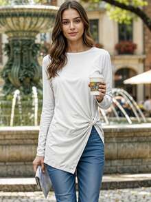 Fashion Long Sleeve Blouse For Women - White - View 1