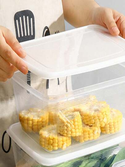 3个/套 3升冰箱食品储物盒，冷冻室隔层盒，适用于蔬菜、肉类，密封性好