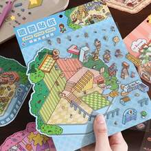 3pcs Cartoon 3D Stereoscopic Stress-Relieving Diorama Stickers, Creative Miniature Scene Collage, DIY Scrapbooking Stickers - Style 1 - View 3