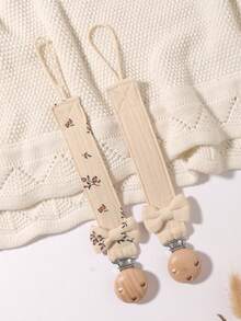 2pcs Pacifier Clips, Fashion Bow Pacifier Chains In Pink, Purple, Brown, Apricot, Suitable For Boys And Girls Daily Use, Travel, Home - Multicolor - View 13