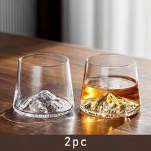 1只/2只装水晶玻璃威士忌酒杯，日式风格烈酒杯，采用优质高透明度水晶玻璃制成，灵感源自冰山，提供2只装或4只装套装，适合单人品鉴或多人聚会。晶莹剔透的杯身如同半透明的翡翠般闪耀，杯底则饰有精美的3D雕刻。 - 彩色 - 查看 12
