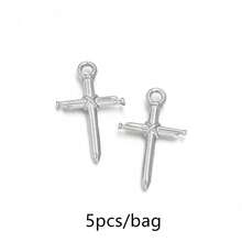 5pcs/Pack Stainless Steel Cross Pendant, Fashionable Personalized Necklace Bracelet Earring Jewelry Making Cross Pendant, Anti-Allergy Jewelry DIY Pendant Accessories - Pendant - View 24
