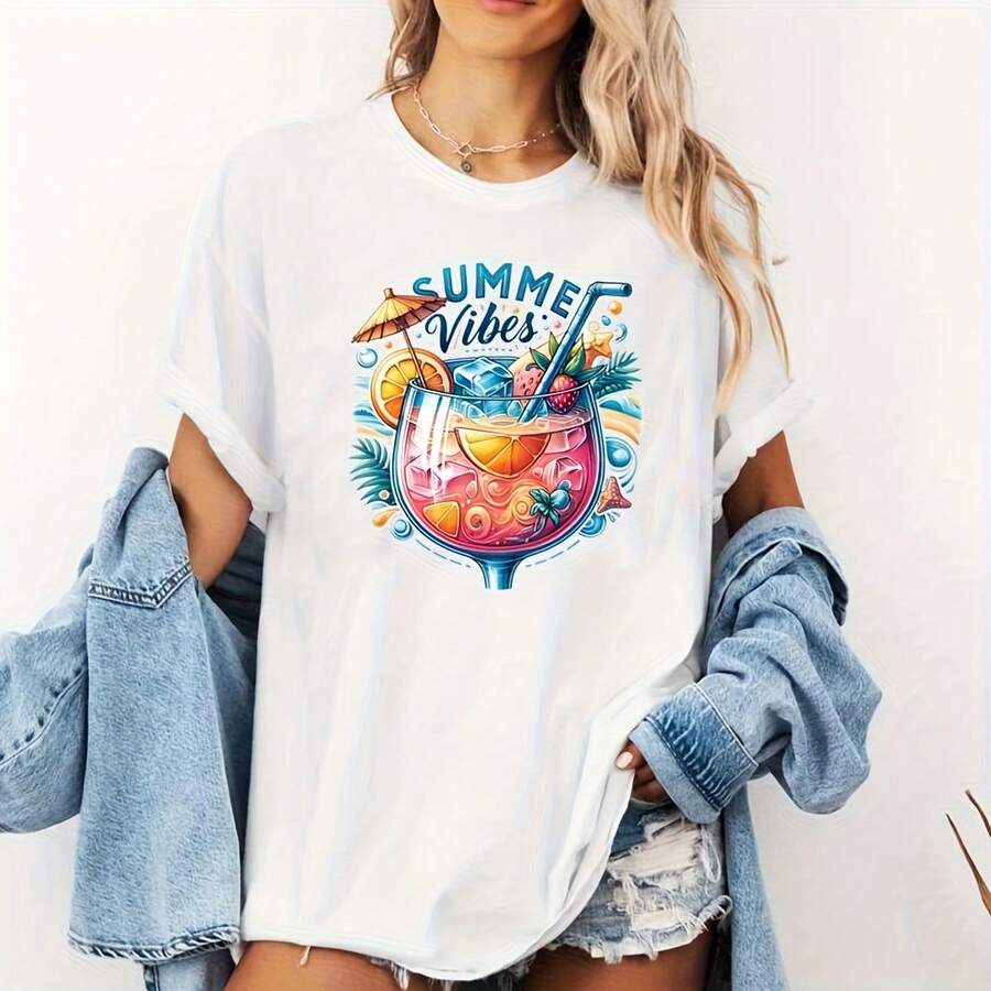 A Set Of 6 Cool Summer Sun-Dry Transfer Papers For DTF, Suitable For Decorating Clothing, T-Shirts, Pillows And Canvas Bags, With Washable TPU Patches And 2D Flat Printing, For Decorating Clothing, T-Shirt Decoration, DTF Printing - 隨機風格 - 查看 1