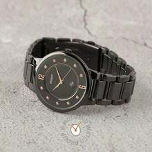 Orient Đồng hồ thạch anh thanh lịch, đồng hồ đeo tay nữ thời trang bằng thép không gỉ màu đen FQC0J001B0 - màu đen - Xem 2