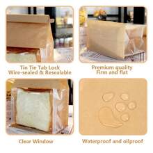 50 PCS Bread Bags For Homemade Breads, 11x5.1x3.9 Inch Resealable Cookie Bags With Tin Tie Tab Lock, Paper Bakery Bag With Window For Packaging Bagels, Muffin, Scone, Brownie, Baked Goods Storage - 中等的 - 查看 5