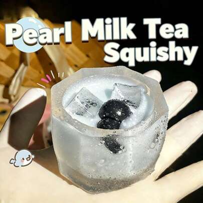 1 pieza Nuevo juguete apretable de perla de leche de té maleable, juguete apretable de taza de té con leche de textura cremosa y muy atractiva para aliviar el estrés, regalo perfecto para cumpleaños, Navidad, Halloween