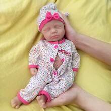13-Inch Full Soft Silicone Reborn Baby, Colorful Onefit & Sleeping Expression, Realistic Full-Body Soft Solid Silicone Reborn Doll, Christmas Gift Easter Present Halloween Gift - Pink - View 2