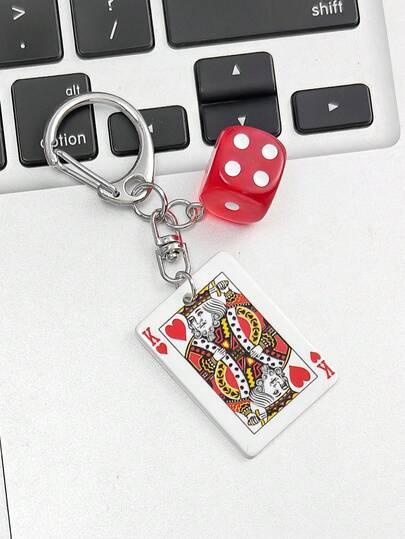 Creative Playing Card & Dice Keychain - Party Souvenir, Unique Friend Gift, Promotional Giveaway Item #Party Essential# #Funny Gift# #Business Gift# #Buddy Gift# #Metal Keyring# #Playing Card & Dice Design# #Event Memento# #Creative Accessory# #Unique Surprise# #Party Memories#