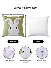 1 buah Sarung Bantal Motif Kelinci Paskah, Dicetak Satu Sisi, Ukuran 17,7*17,7 Inci, Cocok untuk Sofa, Ruang Tamu, Dekorasi Rumah Kamar Tidur, Isi Bantal Tidak Termasuk - Berwarna merah muda - View 8
