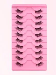 10 Pairs Natural Criss-Cross Cat Eye Effect Eyelash Extensions, Essential For Daily Makeup And Dates - Black - View 5