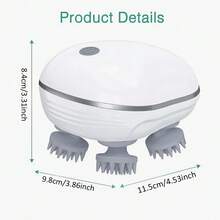 1pc Handheld Portable Electric Scalp Massager, Electric Vibration Head Relaxation Function, Suitable For Scalp/Neck/Limb Massage, Silicone Massage Head, 3-Speed Adjustable, Relieves Headache & Insomnia, Type-C Charging (500mAh Lithium Battery), Essential For Massage & Relaxation, Suitable For Adults & Pets, Perfect Gift For All Occasions - White - View 13