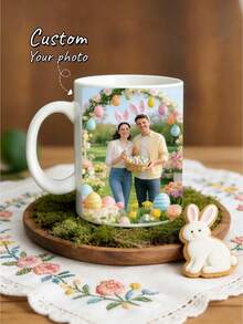 1pc Custom Photo Easter Mug – Personalized Easter Theme Coffee Cup, Cute Spring Holiday Design, Unique Easter Gift, Daily Use Mug & Warm Memory Keepsake - Multicolor - View 1