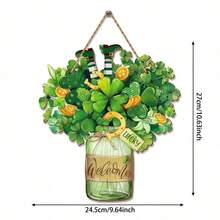 1 pièce Décoration de porte pour la Saint-Patrick, couronne en bois en forme d'arbre à trèfles à quatre feuilles porte-bonheur irlandais, décoration murale de porte d'entrée pour fête de la Saint-Patrick - Multicolore - Voir 8