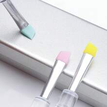 Portable Lipstick Brush, Transparent Silicone Lip Brush With Cap, Dustproof Makeup Brush, Silicone Lip Brush - Hồng - Xem 7
