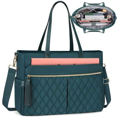 NEWHEY 15.6 Inch Laptop Bag, Unisex Briefcase For Teachers, Nurses, Professionals, Large Capacity Shoulder Bag For Office, School, Black