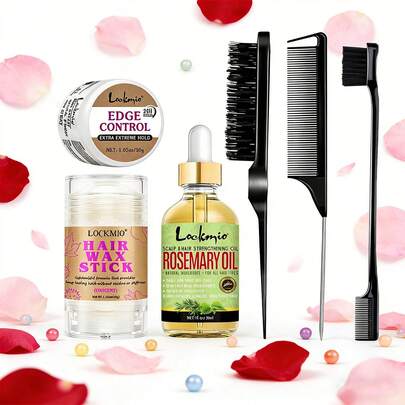 lockmio 情人节专业美发蜡棒、定型啫喱、迷迭香护发油、断发修复、光滑后梳造型、顺滑发蜡和梳子