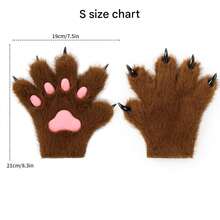 1pair Cute Plush Cat Paw Gloves, Soft Furry Winter Mittens Cosplay Costume Accessories, Furry Costume, Therian Paws, Cartoon Animal Claw Hand Warmers, Fluffy Plush Paw Shaped Gloves For Christmas, Party, Or Daily Warm Wear - Multicolor - View 6