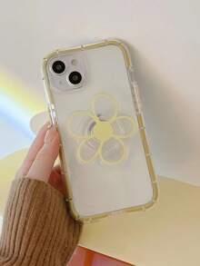 Minimalist Small Yellow Flower Phone Case With Stand, Cute Retractable Creative Unisex Phone Accessory - Multicolor - View 4