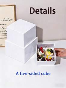 6pcs/Set White Square Pentagonal Desktop Storage Rack - Acrylic Display Box, Cubic Display Jewelry Nested Stand With Hollow Bottom Dual-Use Storage And Display Box, Desktop Storage Rack | Storage Box; For Party, Wedding And Other Holiday Dessert Cake Display And Storage, Used To Display Jewelry, Cakes, Donuts And Other Items On The Tabletop - Multicolor - View 2