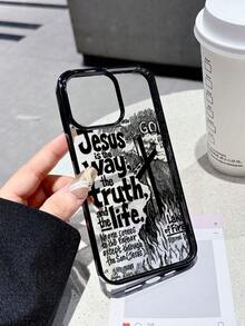 1pc Classic Slogan Design Protective Phone Case, Shockproof And Fashionable Phone Cover, Suitable For IPhone 17/17 Pro/17 Pro Max/16/11/13/15/15 Plus/15 Pro/15 Pro Max/12/14 Pro Max/11 Pro Max/12 Pro/12 Pro Max/13 Pro/13 Pro Max/14 Pro/14 Plus - Black - View 4