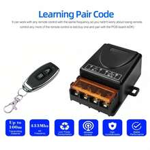 Interruptor de Control remoto inalámbrico de 433Mhz 30A 12V 24V 36V 85V receptor de relé RF de alta potencia para bombas lámpara de luz LED rango de 100m 85OC - 1 receptor 1 control remoto - Ver 7