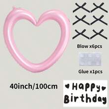 3 Pcs DIY Heart Shaped Balloons For Photo Booth Party Photo Props - Pink - View 6