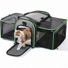 Sac de transport pour animaux de compagnie Gardner pour chats et chiots jusqu'à 6,8 kg, sac de transport extensible avec côés souples, maille respirante,ériaux  - Gris, - l - Voir 10