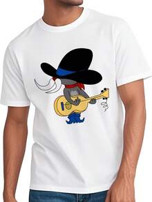 Item Picture   Funny Guitar Graphic-Shirt - Cotton Unisex Casual - White - View 2