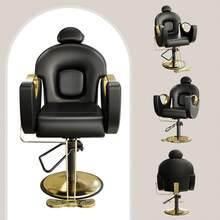 Sillón de barbero profesional, sillón reclinable clásico con ajuste de altura, giro de 360°, bomba hidráulica de alta resistencia, sillón reclinable para barberías, spas de belleza, estudios de tatuajes, color negro - Negro y dorado - Ver 8
