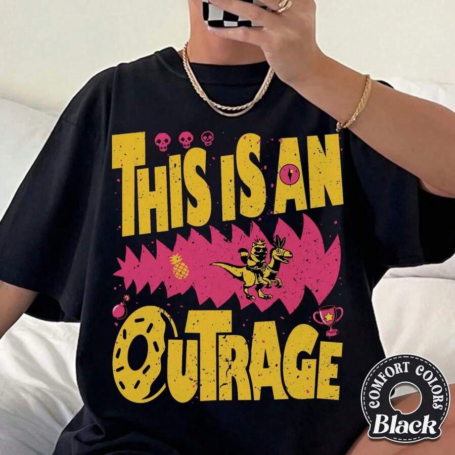 This Is An Outrage Com Fort Colors Shirt Princess Donut Cat T-Shrit Dungeon Crawler Carl Tee Gift For LitRPG L - 黑色 - 查看 1