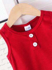 女童街头时尚休闲背心套装（含3D蝴蝶结上衣和做旧牛仔裤），夏季穿搭 - 酒紅色 - 查看 3