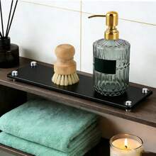 1 Set White/Black Acrylic Vanity Tray Organizer Rack, Luxury Bathroom Countertop Makeup Cosmetic Jewelry Fragrance Display Shelf - Multicolor - View 2