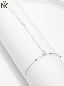 SYMFNY 1件 925纯银极简时尚立方氧化锆星月连指戒指/手链 - 銀色 - 查看 3