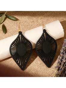 8 Paar/Set Vintage Statement Schmuck, leichte schwarze/afrikanische Holzohrringe im Boho-Stil, passend für Festivals, Partys, Weihnachten, Modeschmuck für Frauen, für alle Jahreszeiten - Schwarz - Übersicht 7