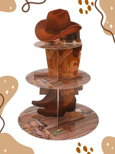 1 set Supporto per torta a tema western cowboy, supporto per cupcake per festa di compleanno cowboy, supporto per dessert con motivo stivali/cappello da cowboy in carta, vassoi per torta, contenitori per cibo, decorazioni per torta a tema west selvaggio, decorazioni per festa di nascità e gender reveal, decorazioni per tavola, forniture per festa di compleanno cowboy di 1° anno, gadget per feste