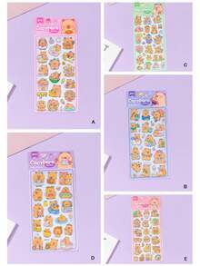 1 pieza Pegatina 3D de resina epoxi con diseño de capibara brillante de dibujos animados, pegatina hecha a mano DIY, pegatina para funda de teléfono DIY, pegatina de memo DIY, pegatina de manualidades DIY, pegatina para diario, pegatina para portátil y cuaderno, accesorio para planificador, accesorio lindo, pegatina decorativa - Multicolor - Ver 9
