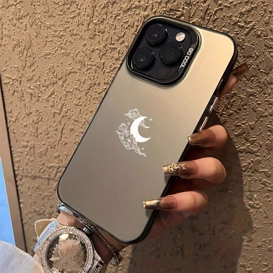 Moon Design Mirror Phone Case It Is Compatible With IPhone 17/16/15/14/13/12/157 Pro Max/Pro/Plus Models. It Features A Stylish And Minimalist Design And Provides Shockproof And Abrasion-Resistant Protection. - 黑色 - 查看 1