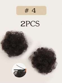 2件装儿童假发发髻合成耐热假发，可爱花苞发髻假发，婴儿假发发髻，儿童接发，发髻。 - 彩色 - 查看 22
