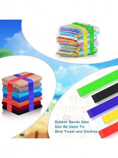 1/2/3/5/10pcs Silicone Towel Bands With Storage For Beach Chair Stretchable Beach Chair Bands Windproof Beach Towel Bands Colorful Beach Chair Clip Bands Beach Towel Holder Bands For Pool And Cruise Beach Essentials Travel Essentials Hawaiian Accessories (Color Random) Summer Travel, Vacation Holiday Bathroom Decor
