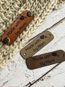 Customized Woven Leather Label - Personalized Artificial Leather Label With Rivet Closure, Customizable Name And Heart/Floral Patterns, Multi-Color Options, Suitable For Knitting, Handmade Or Crochet Products, Applicable For Knitted Hats, Mother's Day Gifts, Father's Day Gifts, Friend Gifts, Handicrafts, Decorative Hanging Tags, Rivet Fixed Labels, Handmade Accessories, Creative Essentials - Multicolor - View 2