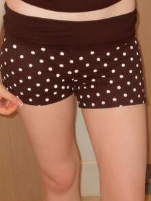 Y2k Foldover Shorts For Women Polka Dot Low Rise Mini Lounge Sleep Pj Micro Shorts Knit Comfy Fold Over Leggings Polka Dot Mini Shorts Women Y2K Low Rise Foldover Yoga Micro Shorts Going Out Fold Over Bottoms Pajama Pj Short - 棕色 - 查看 2