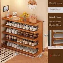 5/6 Tier Bamboo Shoe Rack - Freestanding Shoe Organizer, Suitable For Room Decor, Home Decor, Wardrobe Storage, Shoe Storage, Multi-Layer Shelf, Minimalist Shelf, Desk Shelf. Freestanding Shoe Rack, Suitable For Entryway, Wardrobe, Hallway, Multi-Function Hall Shoe Rack, Easy To Assemble - Multicolor - View 5