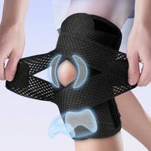 Outdoor Cycling And Running Knee Support Brace With Multiple Compression Points And Spring Support - Black - View 9