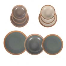 OISE ART STORE Set Servizio Di Piatti In Stoneware 18 Pz Da Tavola Design Classico Elegante Con Bordo - - Multicolore - Visualizzare 1