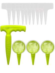 一套园艺播种工具套装 - 塑料播种器、种子种植器和植物标签，非常适合播种花卉和蔬菜种子 - 1打孔器+1播種器+10片標牌 - 查看 4