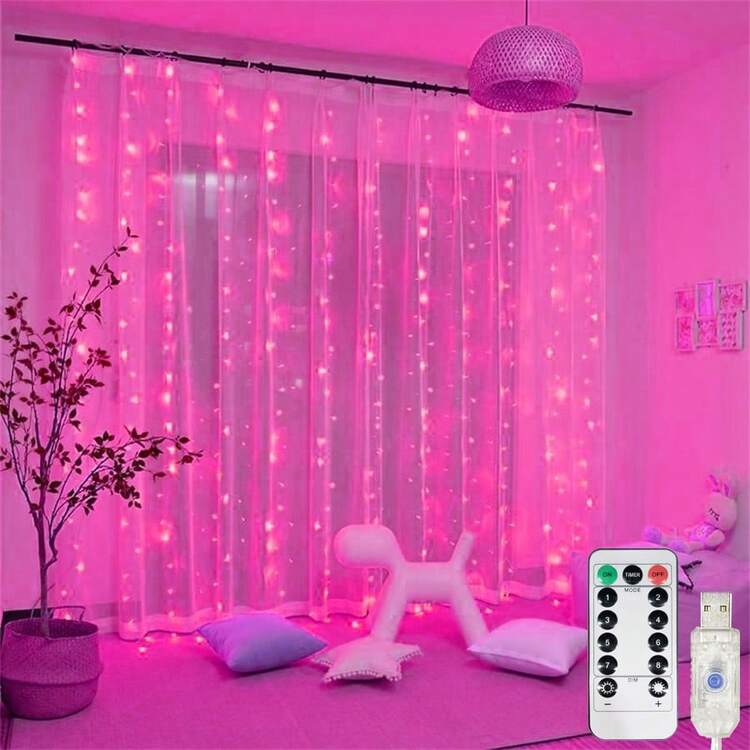 LED Fairy Curtain Lights, USB Powered With Remote Control (Batteries Notincluded), Perfect For Christmas, Valentine's Day, And Anniversary Gifts,Perfect For Christmas Trees, Weddings, Parties, Dorm Rooms, Livingrooms, And Bedrooms - USB Curtain Light - View 22