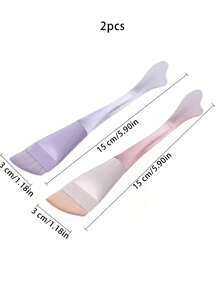 1/2支装美容院泥面膜粉底平头鱼尾硅胶化妆刷美容面膜长柄透明硅胶面膜 - 彩色 - 查看 6