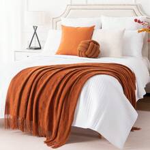 Caramel Throw Blanket For Couch, Orange Red Throw Blanket For Bed, Fall Decor Rust Red Fall Throw Blanket, Halloween Decor, 50"X60" - 焦糖 - 查看 6
