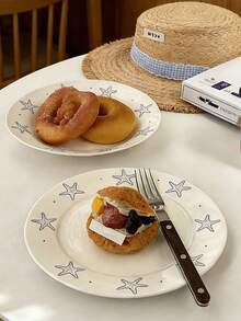 White Round Ceramic Dinner Plate | Starfish Ceramic Plate, Suitable For Serving Fruit, Pasta, And Seafood, Microwave-, Easy-To-Clean Shallow Plate, Ideal For Serving Pasta, Salads, And Steaks – Perfect For Home And Restaurant Use. - Multicolor - View 10